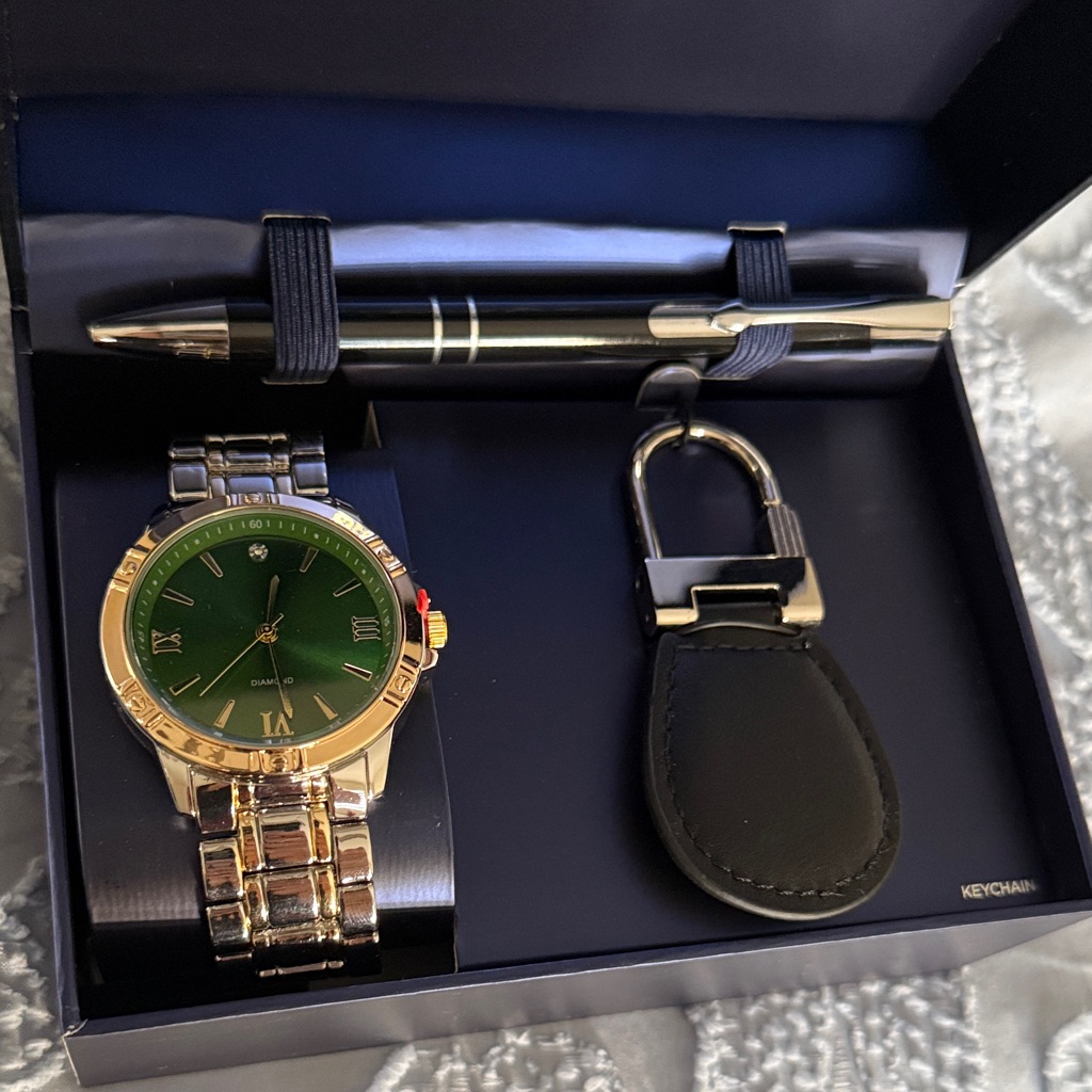Luxury Green And Gold Mens Watch Set